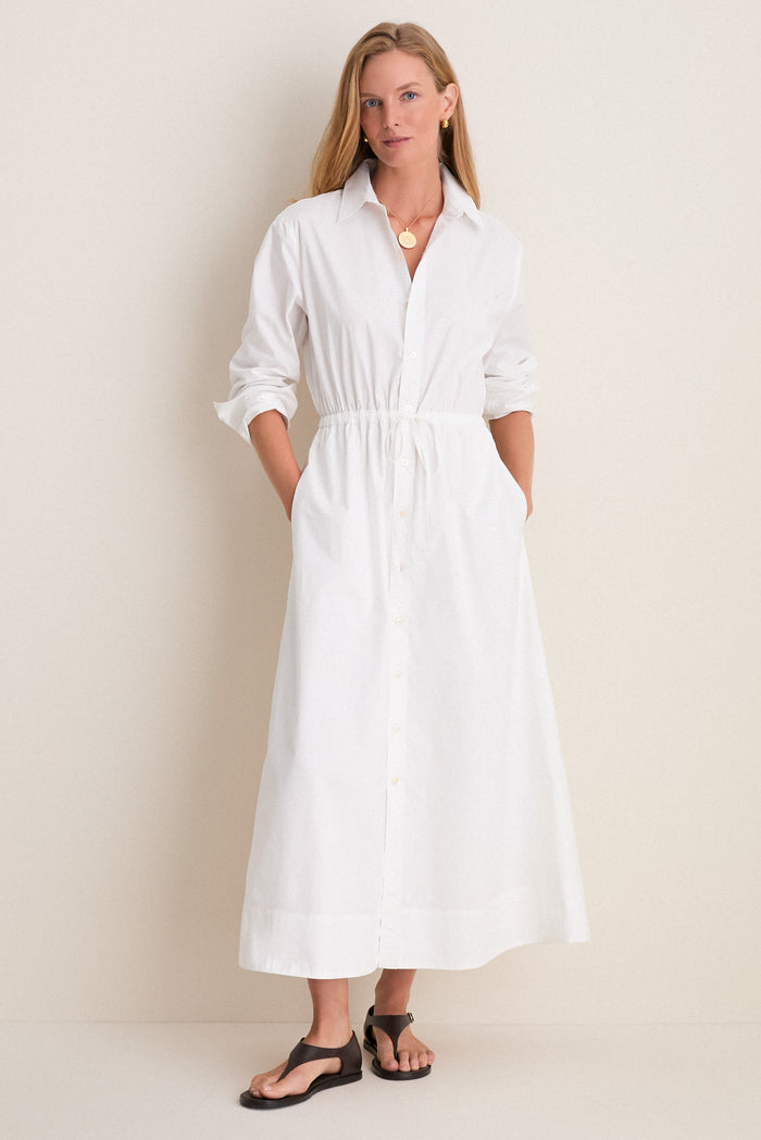 White Cotton Poplin Julien Shirt Dress