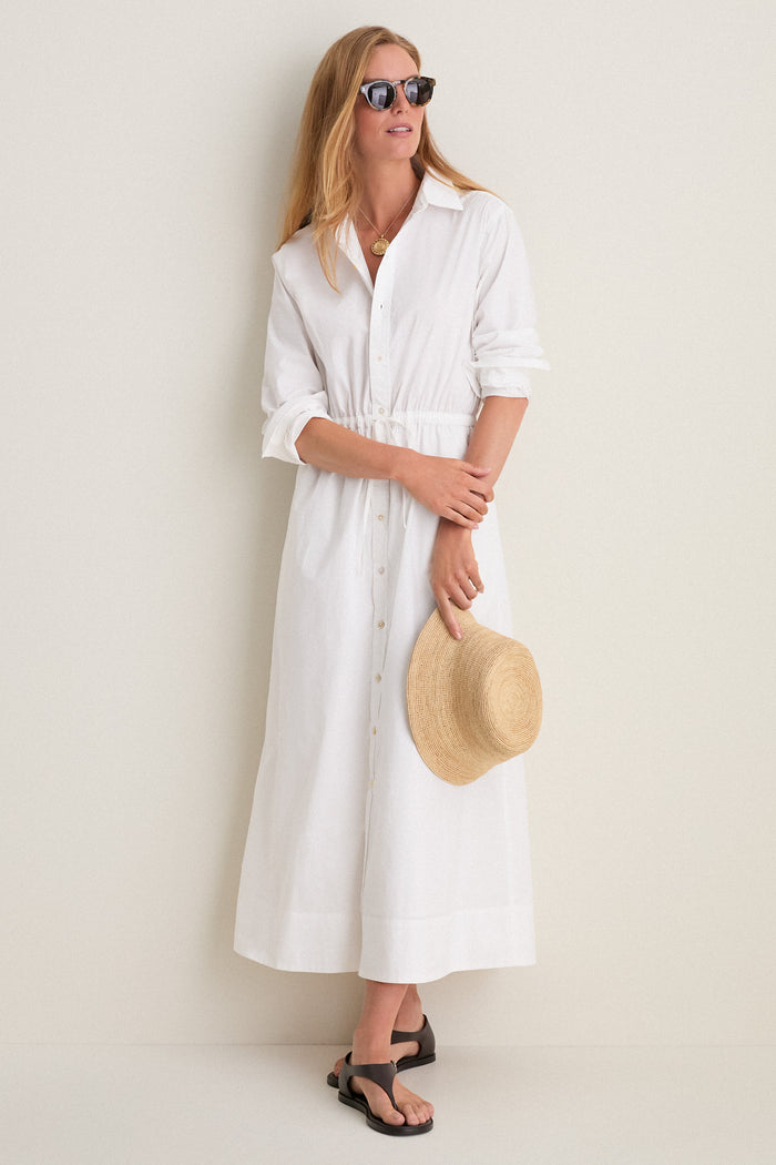 White Cotton Poplin Julien Shirt Dress