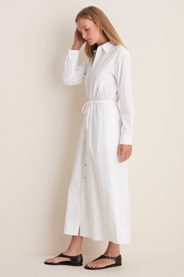 White Cotton Poplin Julien Shirt Dress