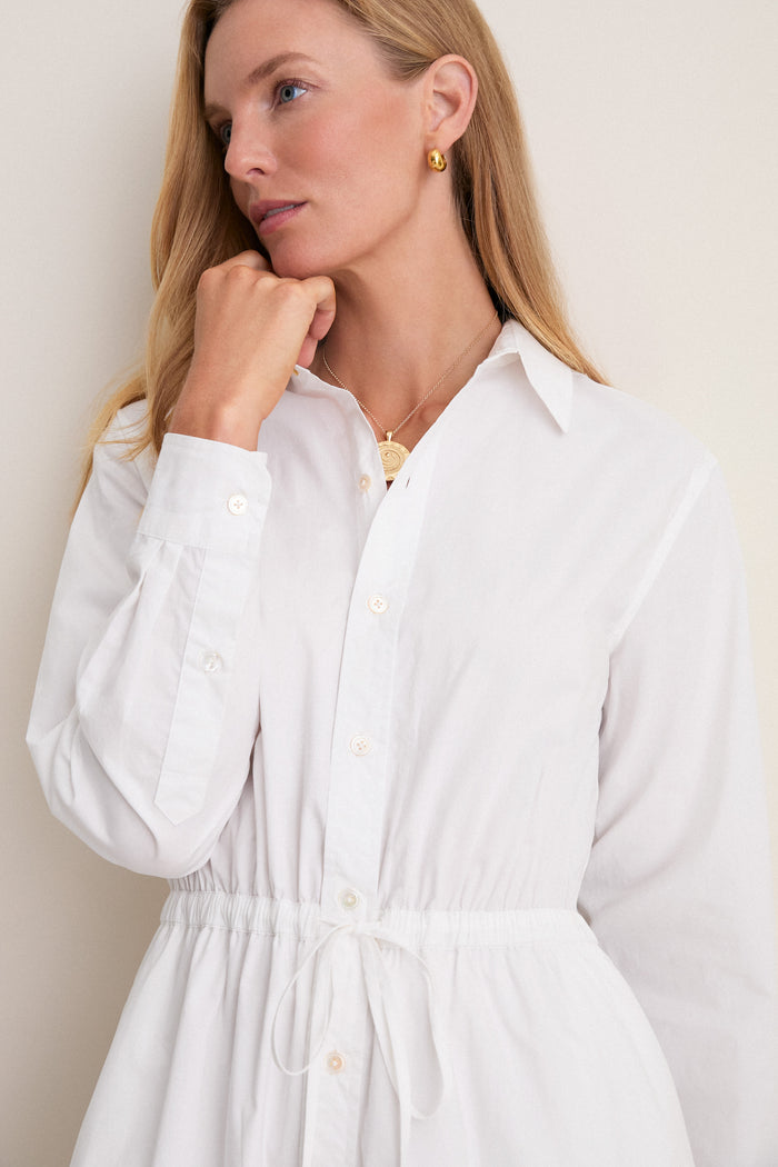 White Cotton Poplin Julien Shirt Dress