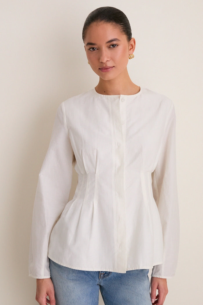 White Cotton Silk Arden Top