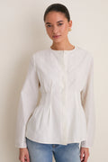 White Cotton Silk Arden Top