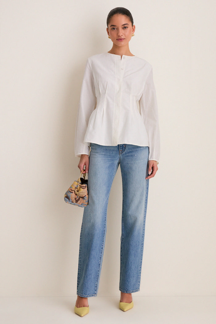 White Cotton Silk Arden Top
