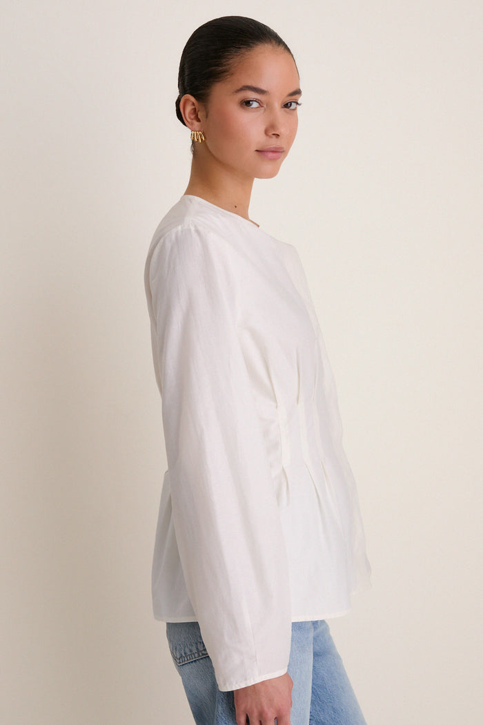 White Cotton Silk Arden Top