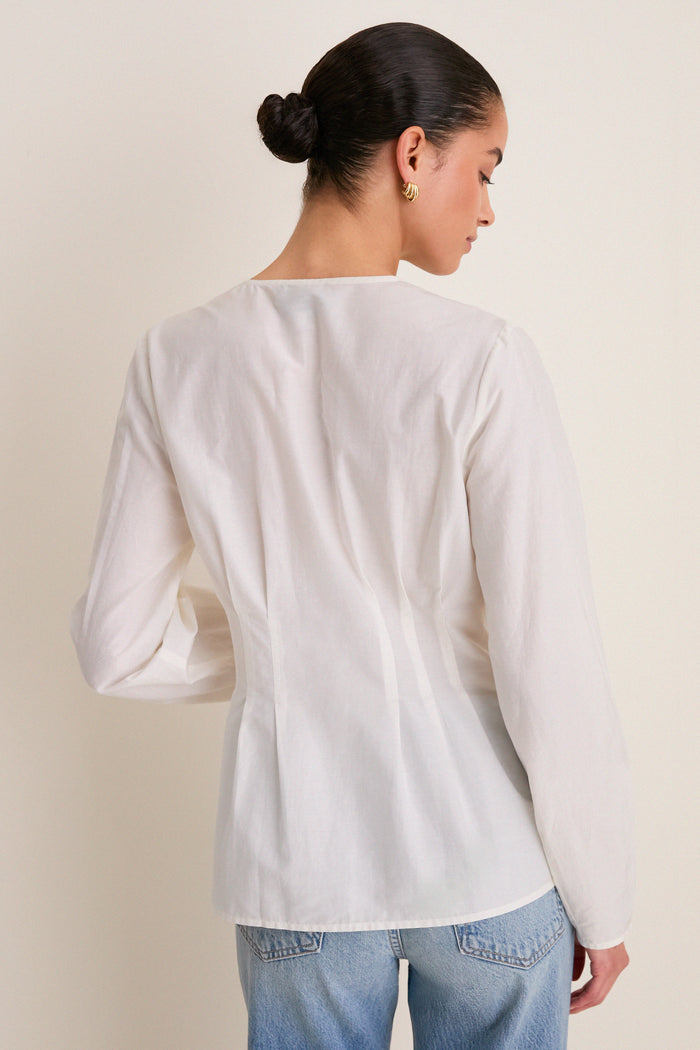 White Cotton Silk Arden Top