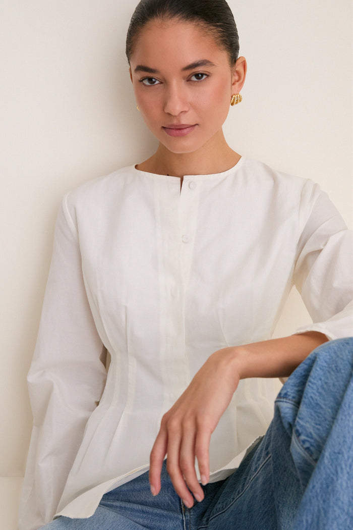 White Cotton Silk Arden Top