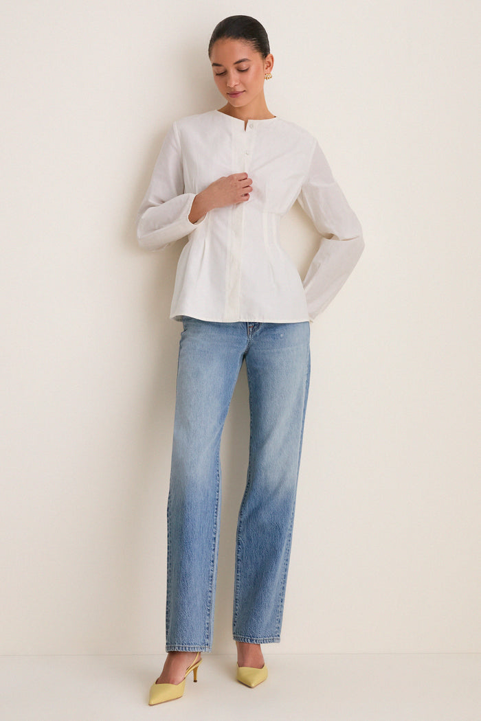White Cotton Silk Arden Top