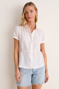 White Cotton Silk Bradley Blouse