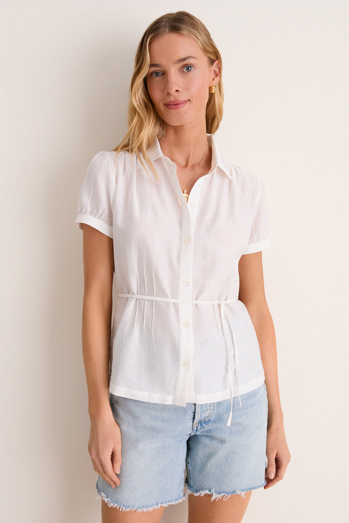 White Cotton Silk Bradley Blouse