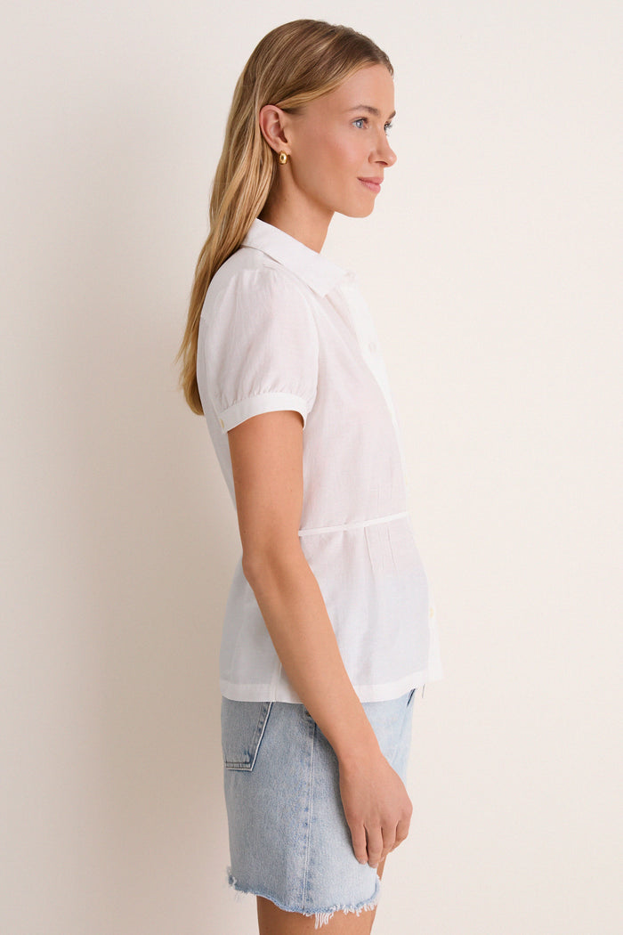 White Cotton Silk Bradley Blouse