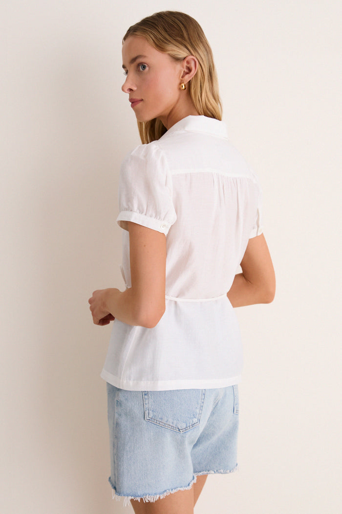 White Cotton Silk Bradley Blouse