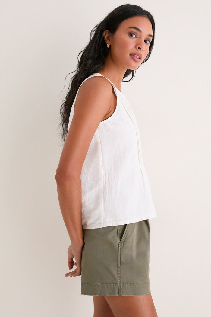 White Cotton Silk Vesta Tank