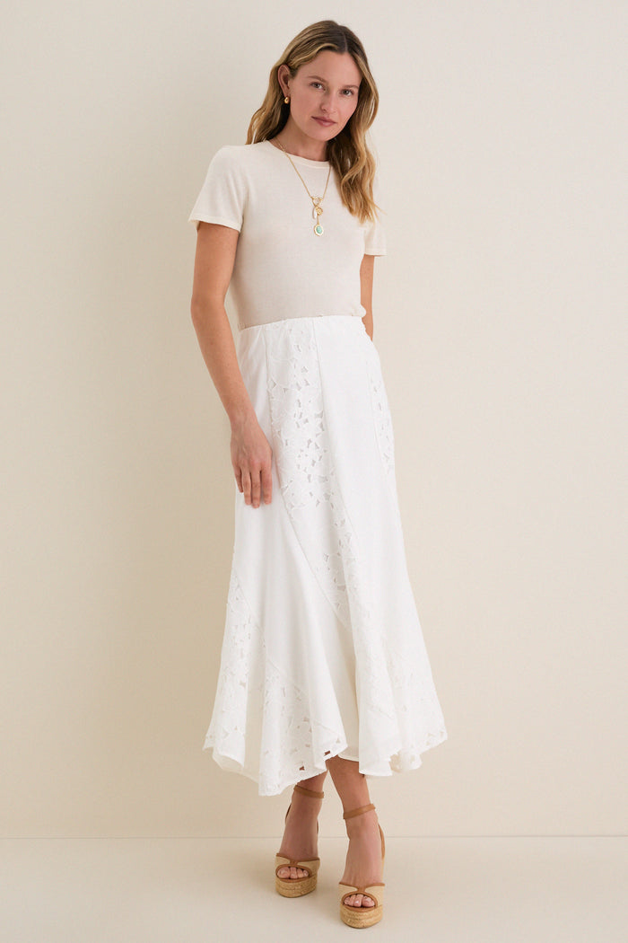 White Eyelet Mallory Skirt