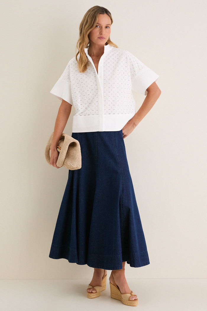 White Eyelet Sofia Stitch Shirt