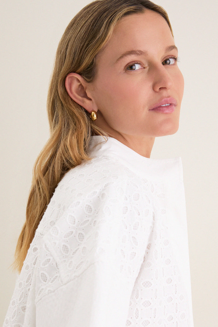 White Eyelet Sofia Stitch Shirt