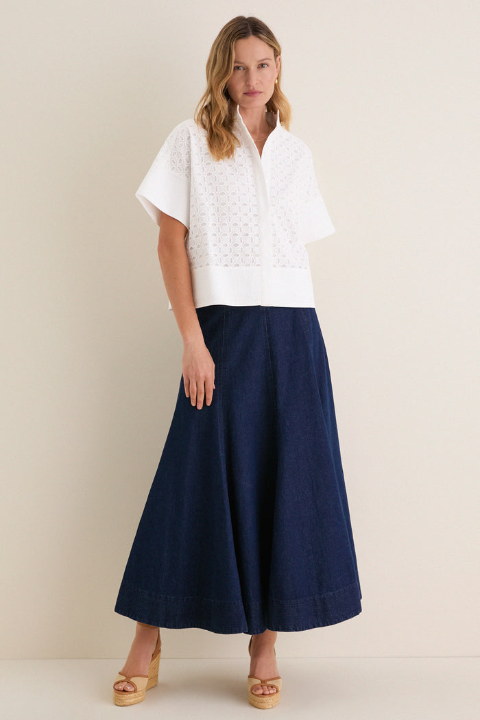 White Eyelet Sofia Stitch Shirt