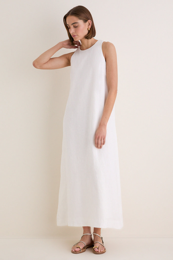 White Linen Portia Dress