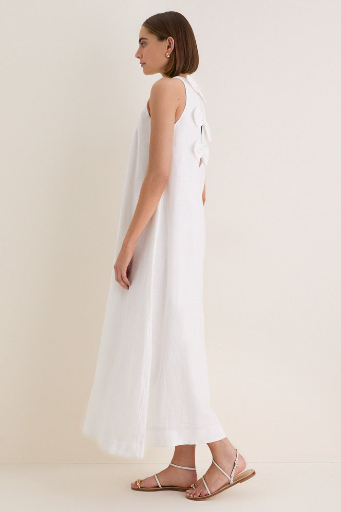 White Linen Portia Dress