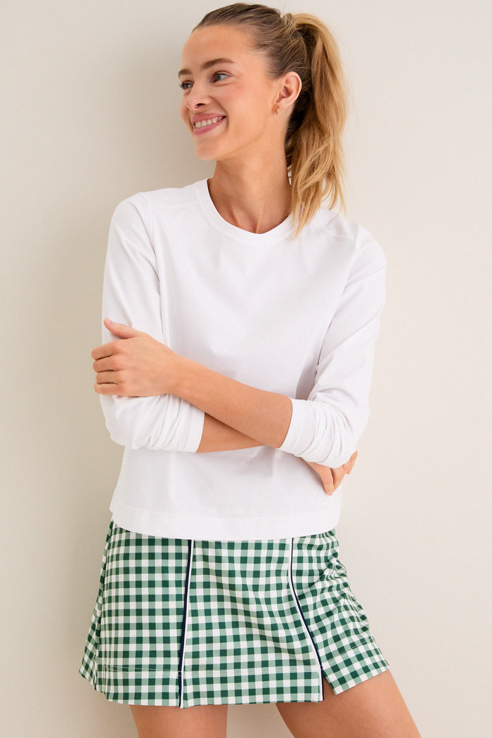 White Long Sleeve Performance Cotton Sasha Tee