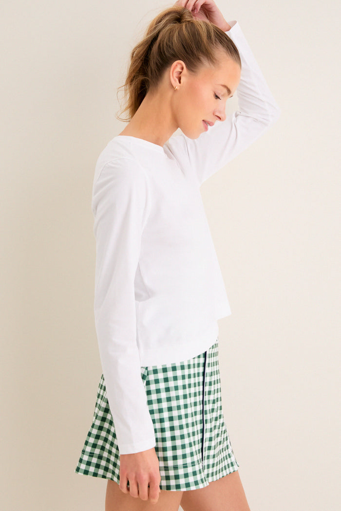White Long Sleeve Performance Cotton Sasha Tee