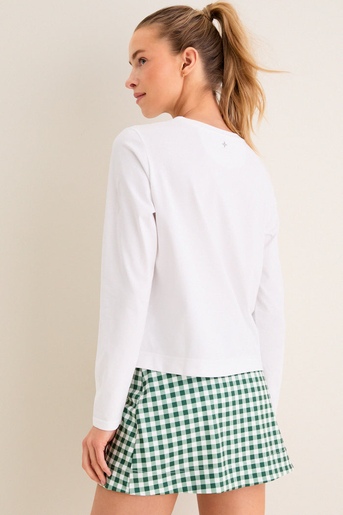 White Long Sleeve Performance Cotton Sasha Tee