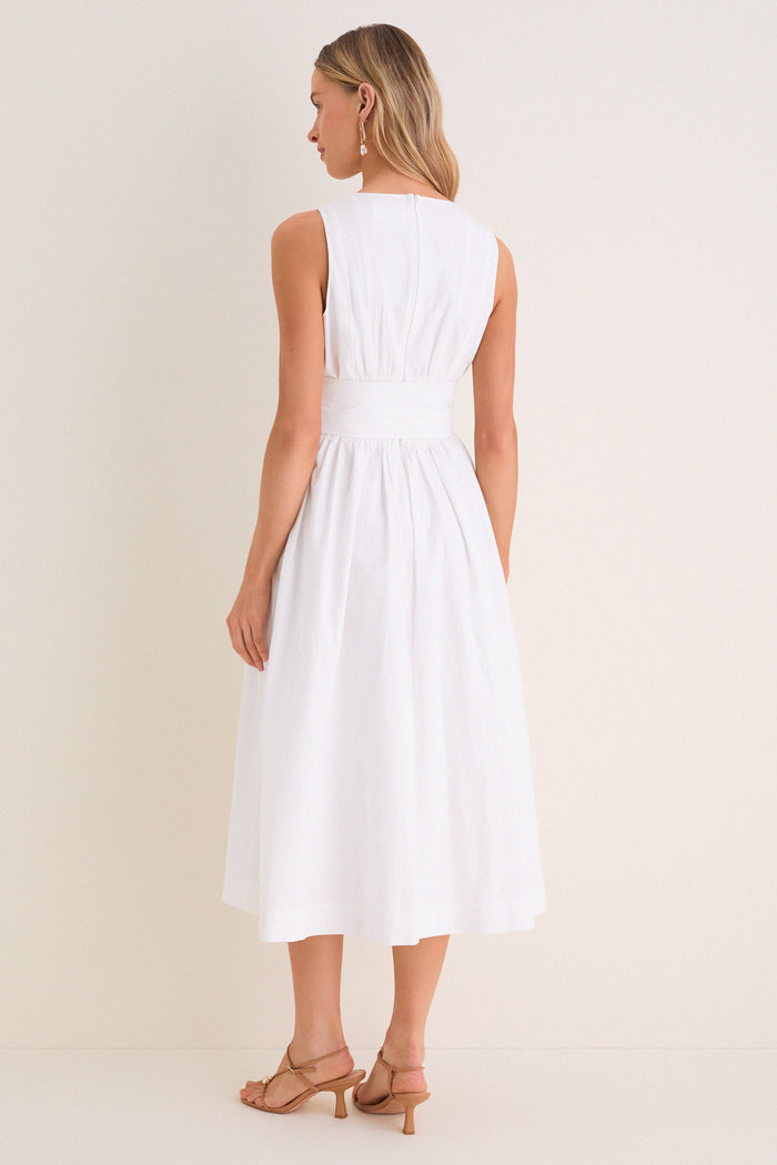 White Marylin Lace-Up Midi Dress