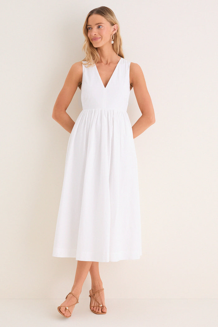 White Marylin Lace-Up Midi Dress