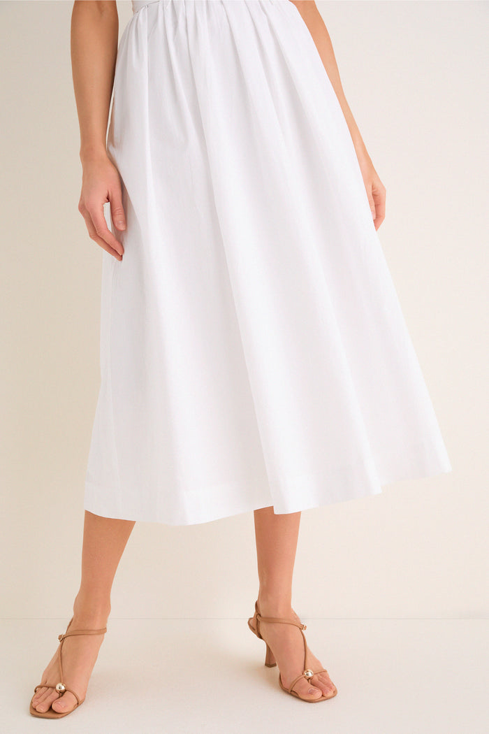 White Marylin Lace-Up Midi Dress