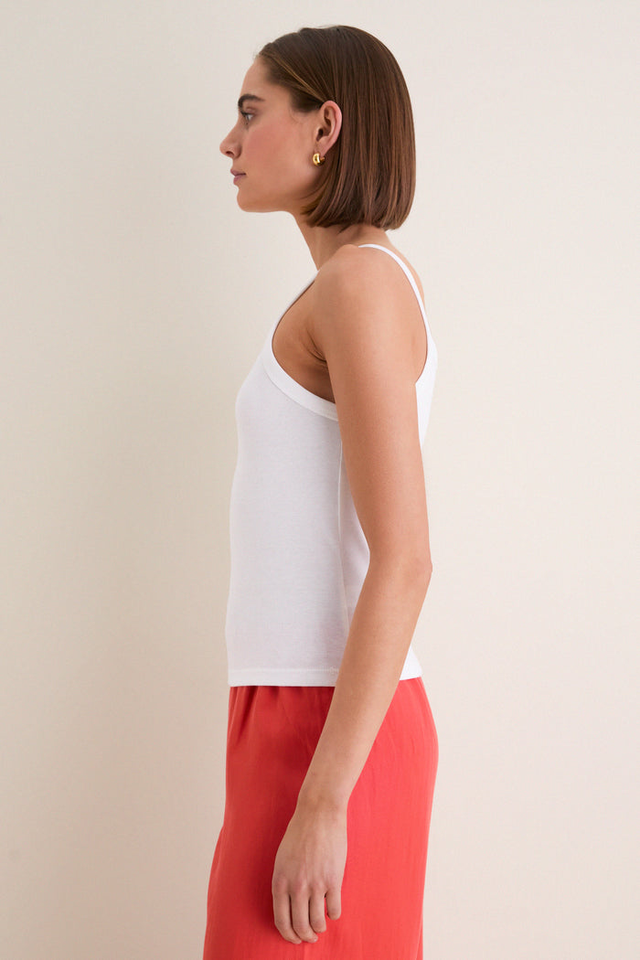 White Nando Square Neck Tank