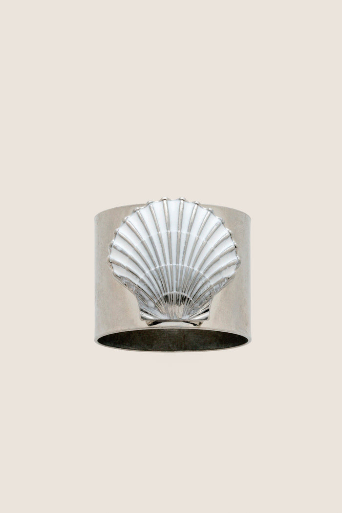 White Painted Shell Napkin Ring (Set of 2)