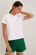White Performance Cotton Carter Henley Tee