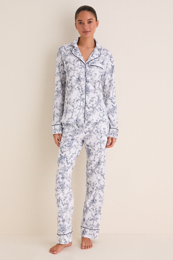 White Pima Cotton Timeless Toile Pajamas