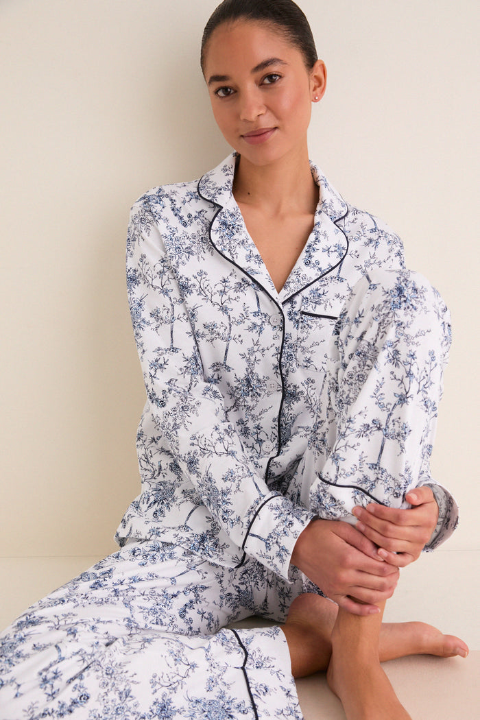 White Pima Cotton Timeless Toile Pajamas
