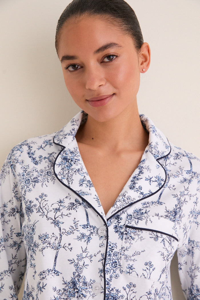White Pima Cotton Timeless Toile Pajamas