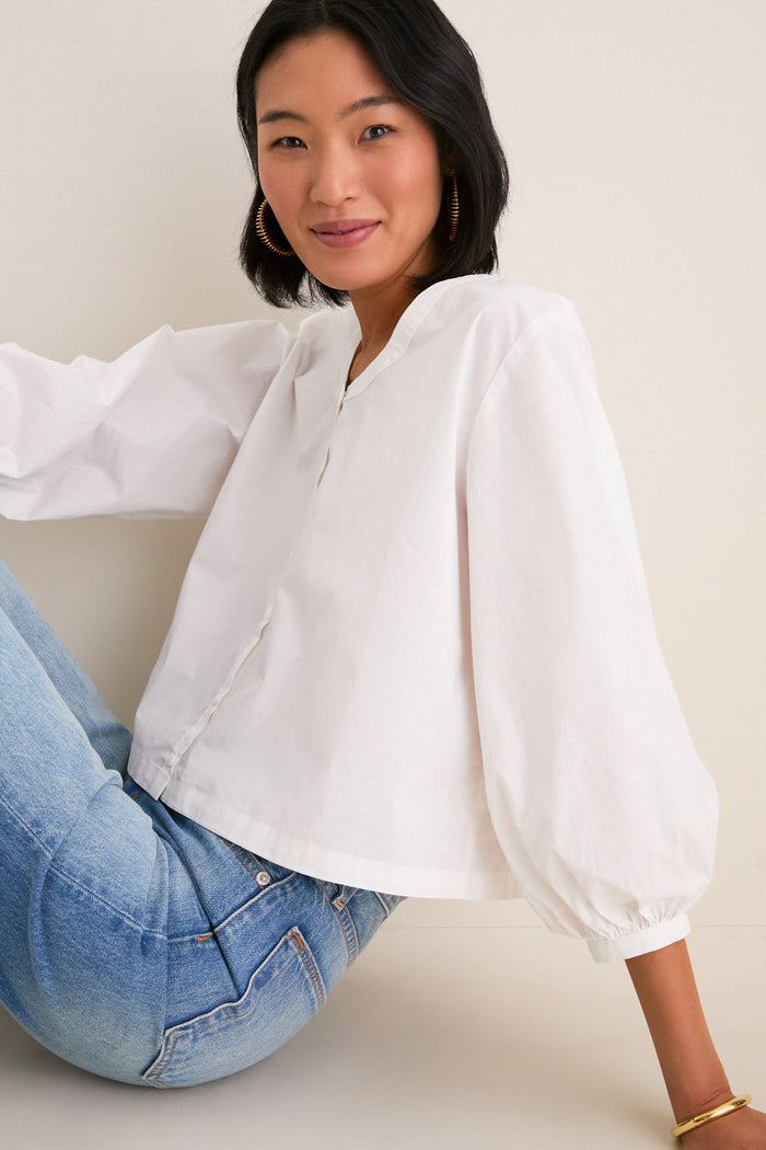 White Poplin Kennedi Blouse