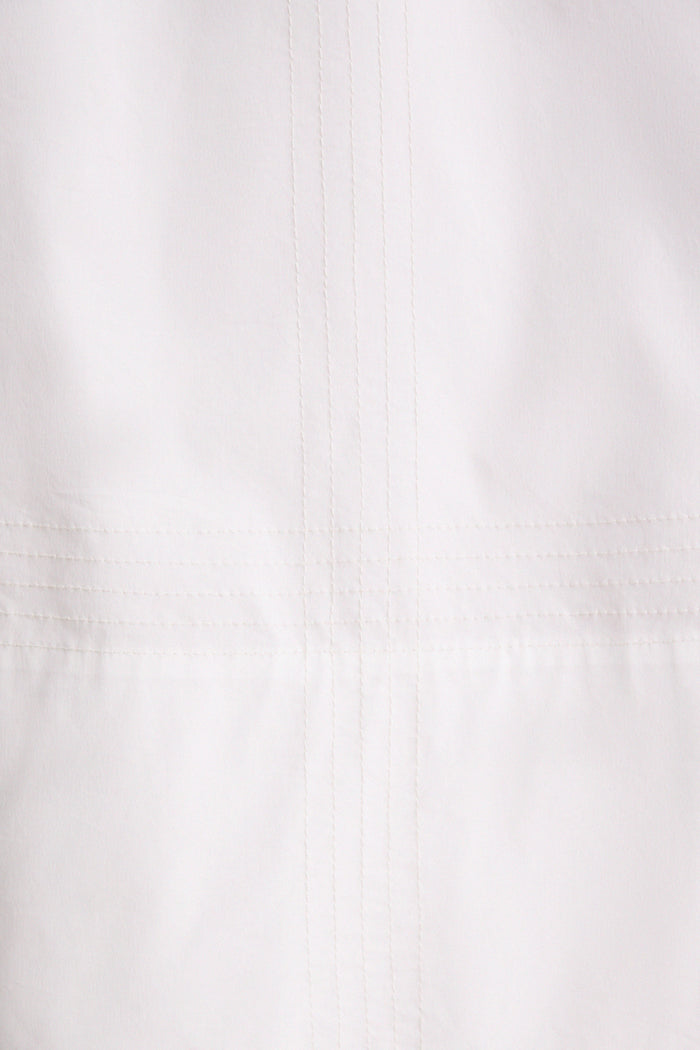 White Poplin Trapunto Stitch Brie Skirt