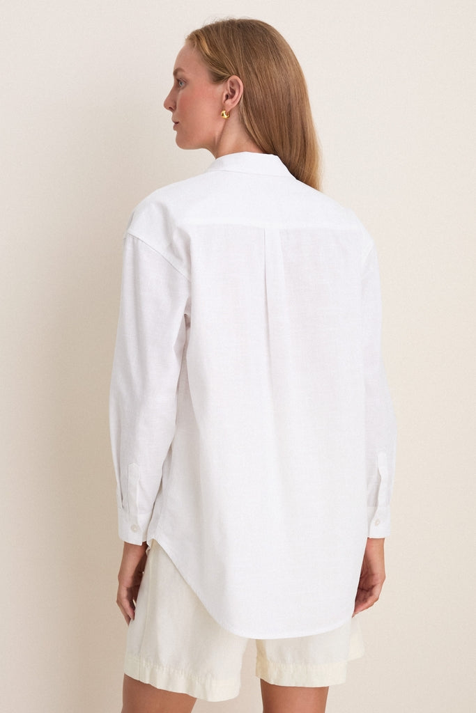 White Rustic Slub Cotton Stallings Button Down