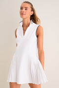 White Sleeveless Performance Jersey Beatrice Tennis Dress