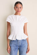 White Smocked Rollins Top