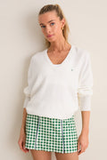 White Wilma V-Neck Sweater