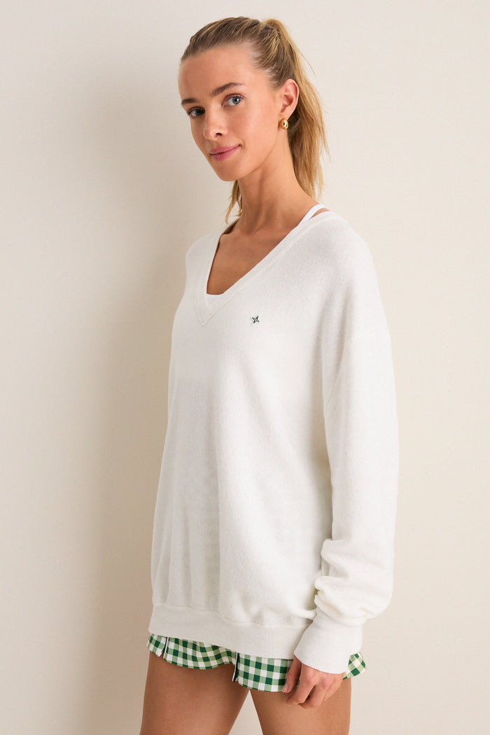 White Wilma V-Neck Sweater