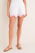 White with Red Embroidery Weston Shorts