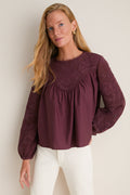 Wine Embroidered Cressida Blouse