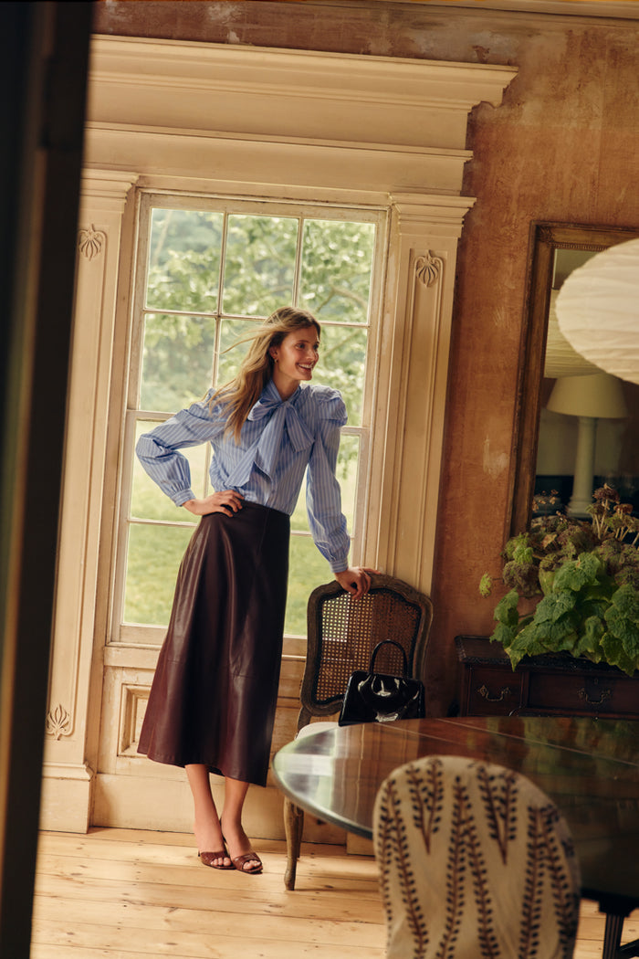 Wine Leather Veronica Skirt