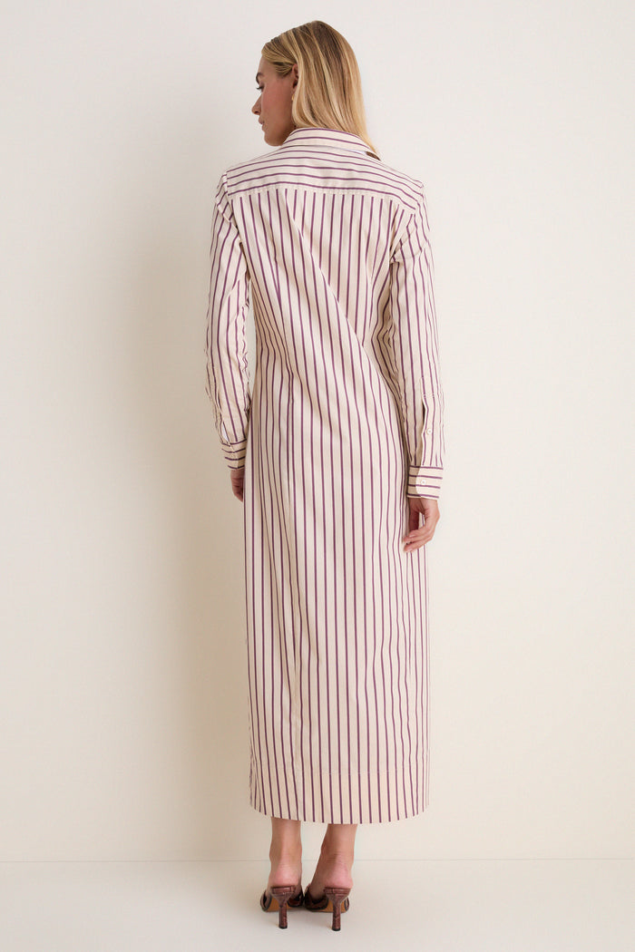 Wine Stripe Paolo Maxi Shirt Dress