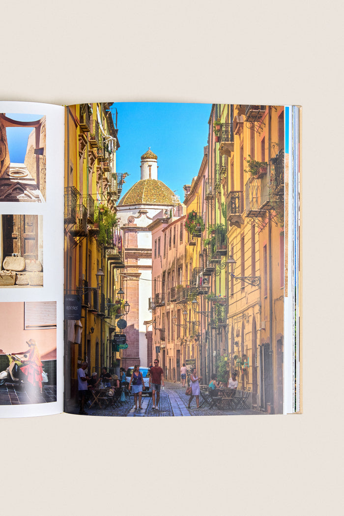 Wine & Travel Mediterranean Islands: A classic spread captures an effortless, sunlit Italian street scene, embodying the high-end, fun essence of Mediterranean wine tourism.
