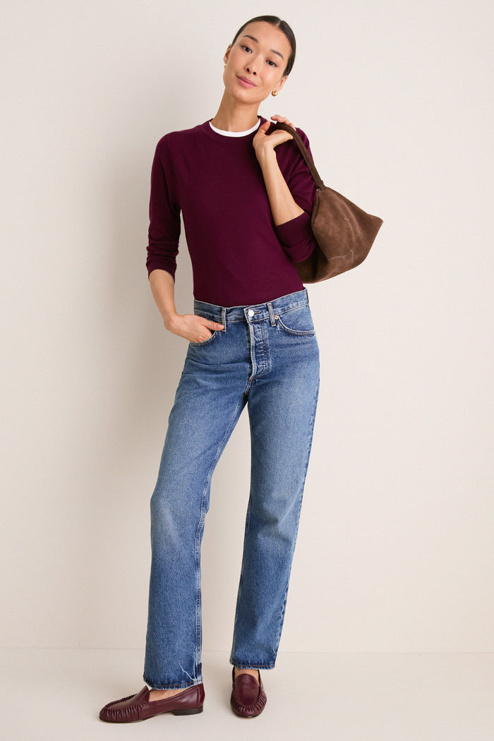 Winetasting Cashmere Silk Long Sleeve Katie Tee