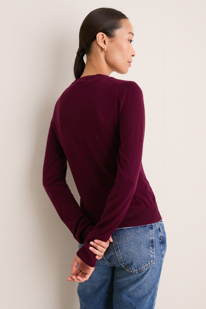 Winetasting Cashmere Silk Long Sleeve Katie Tee