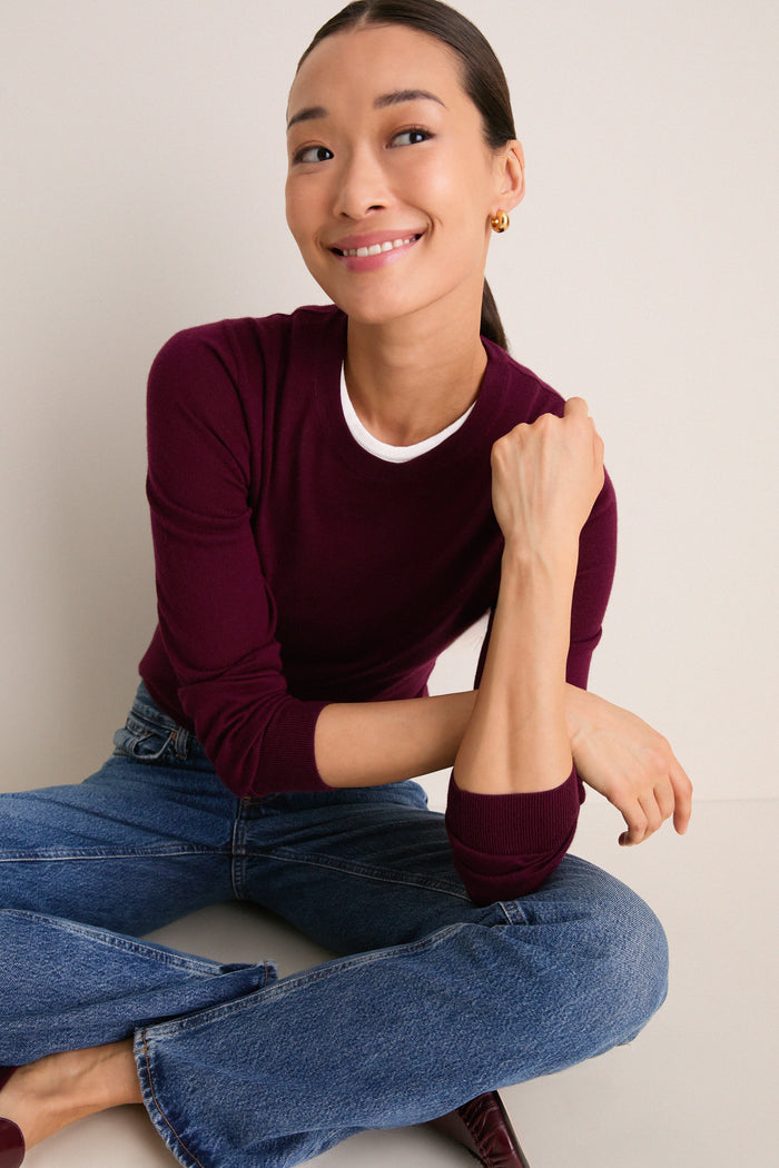 Winetasting Cashmere Silk Long Sleeve Katie Tee