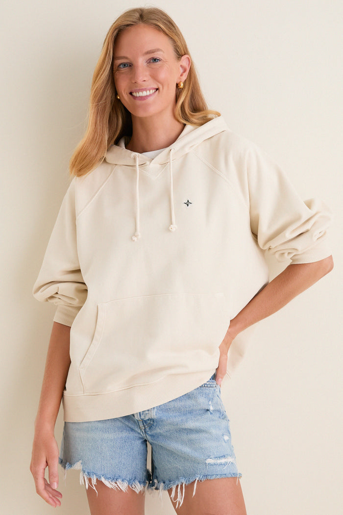 Women's Oversized Ecru French Terry Surfside Hoodie